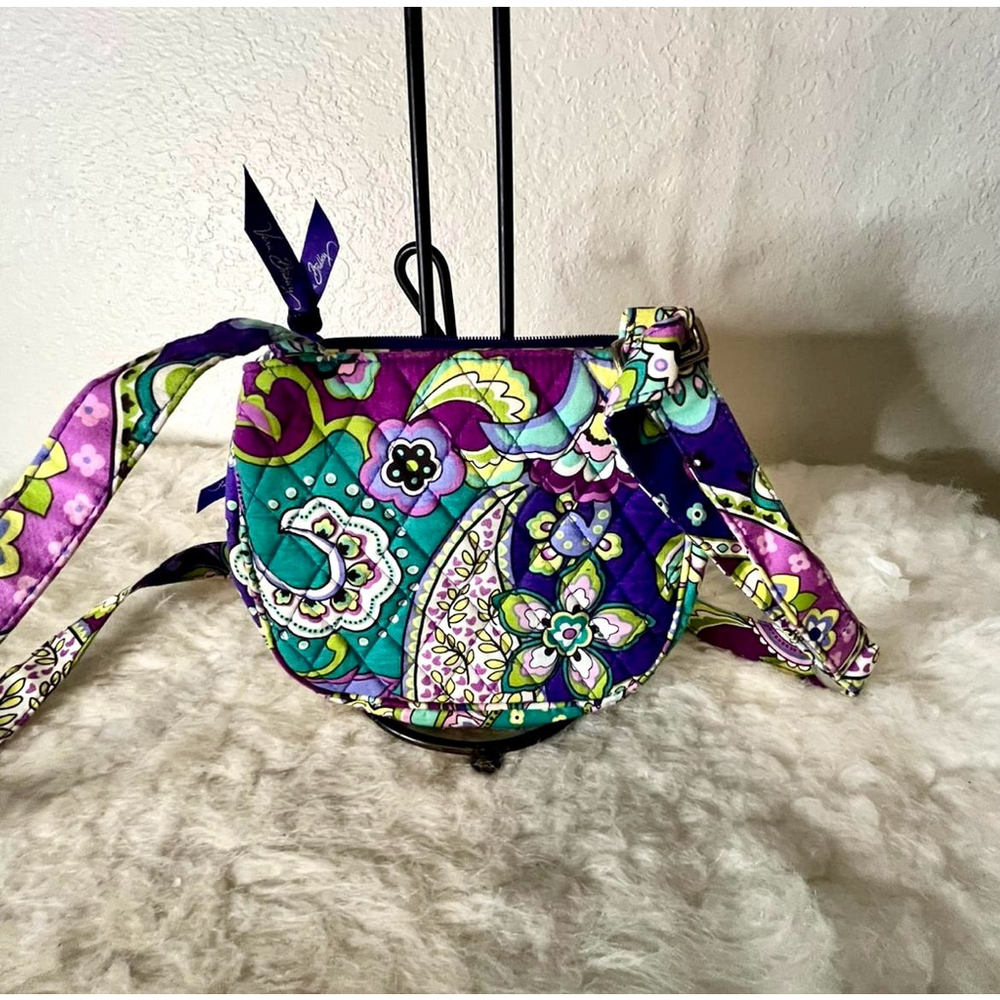 Vera Bradley Heather Hipster Blue and Green Crossbody Purse Bag Small